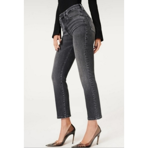 GOOD AMERICAN classic straight leg charcoal skinny Jeans mid-high rise NWOT - Picture 4 of 12